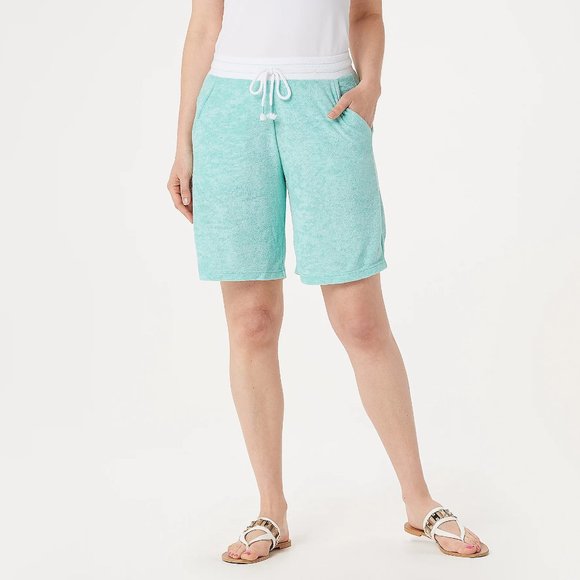 Cuddl Duds Pants - Women's Sun Baby Terry Shorts - Aqua